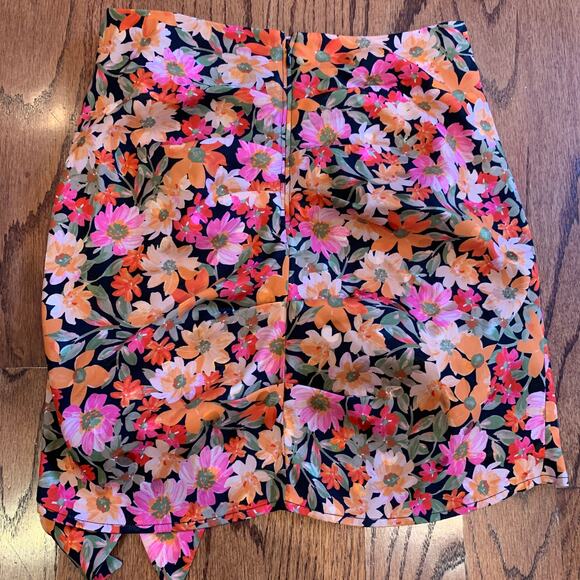 For Love & Lemons Gilles Floral Mini Skirt | Black Orange | Small - Picture 4 of 6
